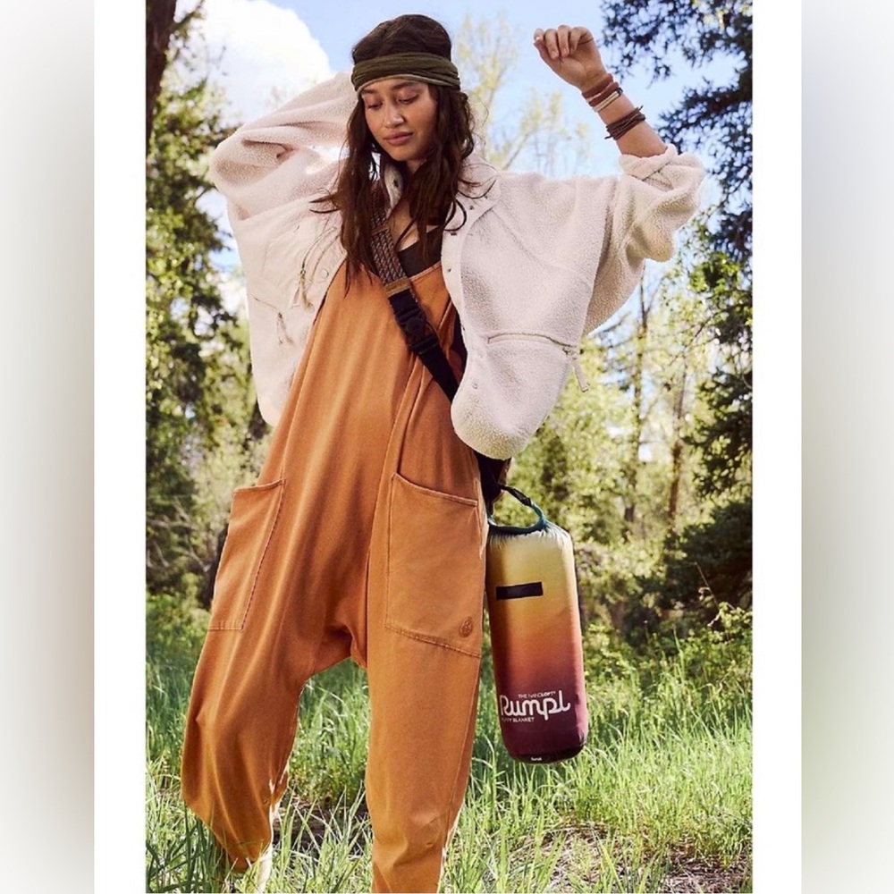 Free People Rust Orange Utility Jumpsuit